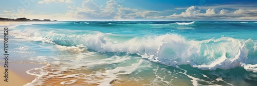 ocean wave on beach background for web banner photo