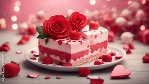 cake with pink rose  Valentine Theme © cinemacinematic