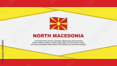 North Macedonia Flag Abstract Background Design Template. North Macedonia Independence Day Banner Cartoon Vector Illustration. North Macedonia Vector