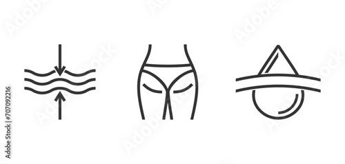 Ant-cellulite massage oil icons in bold line