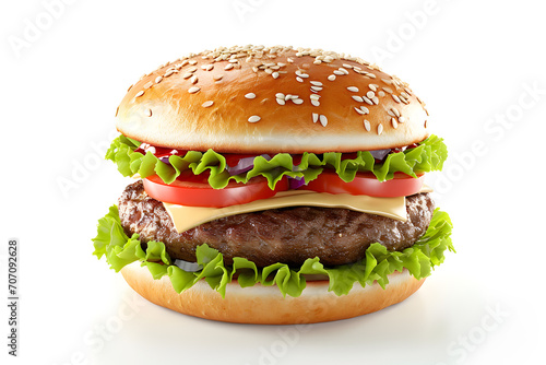 Tasty beef burger isolated on white background