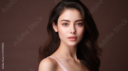 Beautiful skincare cosmetics model advertising or beauty product.