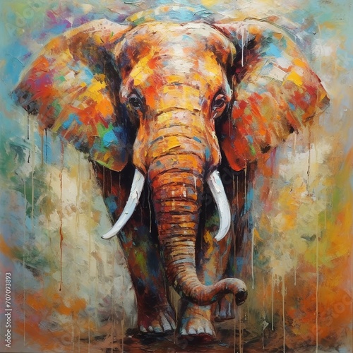 The Painted Elephant in Oil on Canvas - Contemporary Artistry