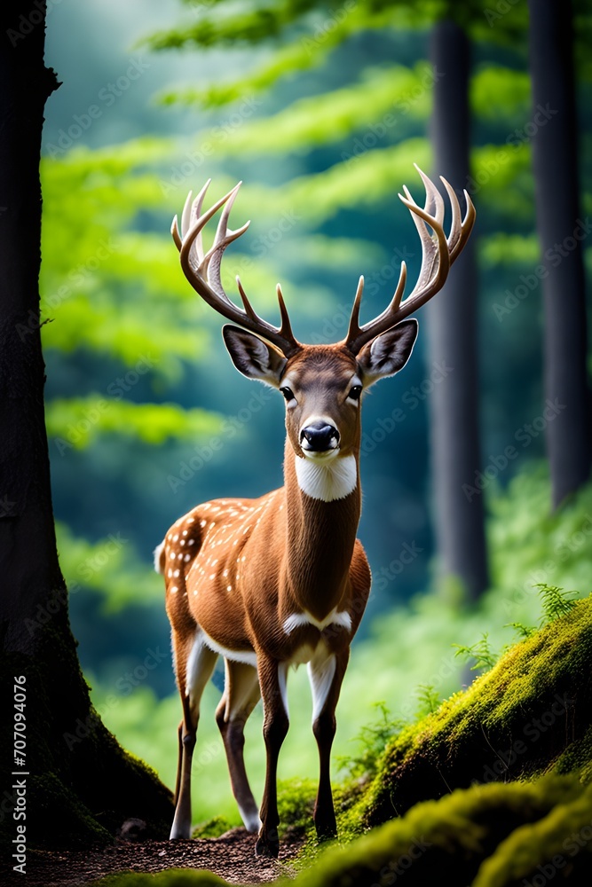 Fototapeta premium Majestic deer wilderness photography ai generation 