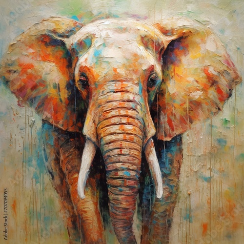 The Painted Elephant in Oil on Canvas - Contemporary Artistry