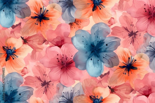 Watercolor flowers. Set Watercolor of multicolored colorful soft flowers. 