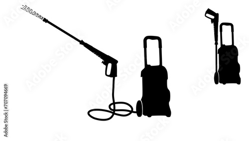 Electric Pressure Washer, black isolated silhouette