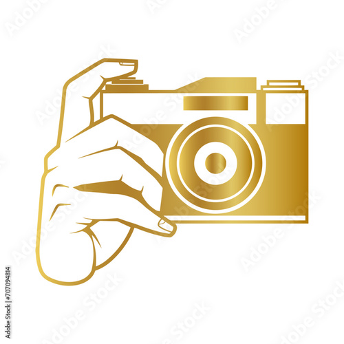 golden photo camera icon vector, golden camera sign, golden camera icon, golden photography icon
