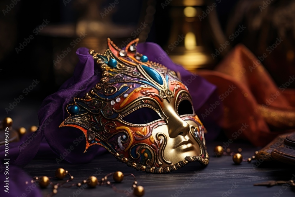 colorful Venetian carnival masks. generative ai colorful Venetian carnival masks. generative ai