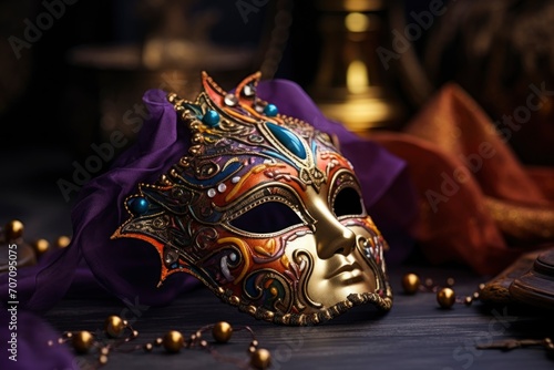 colorful Venetian carnival masks. generative ai © JIRMoronta