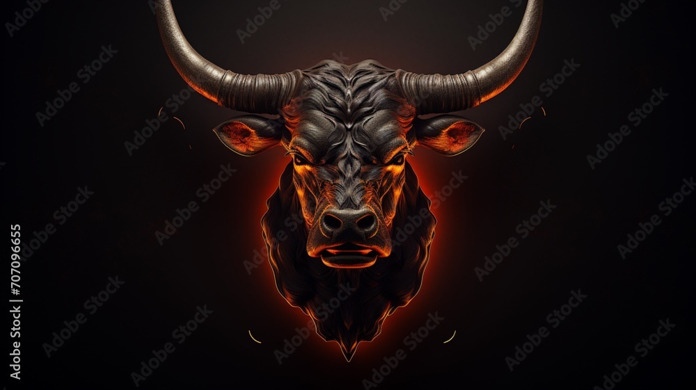 Longhorn bull colorful head texas illustration image Ai generated art - obrazy, fototapety, plakaty 