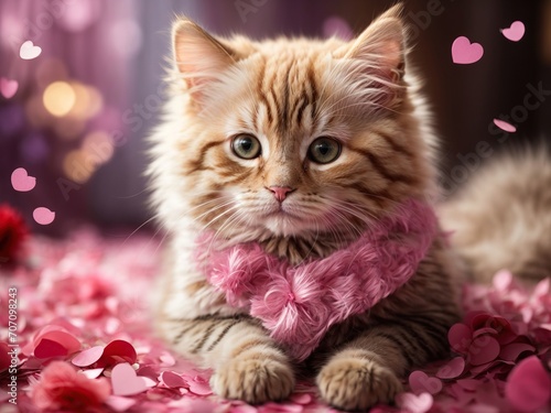 kitten with Valentine Theme