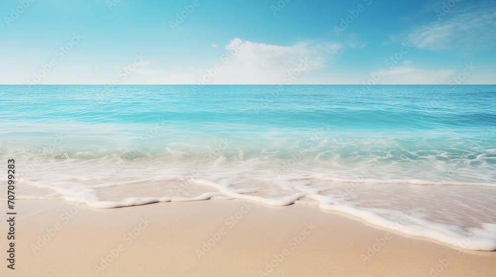 Beach and sea, Abstract beautiful sandy beaches background with crystal clear waters of the sea and the lagoon, Ai generated image 