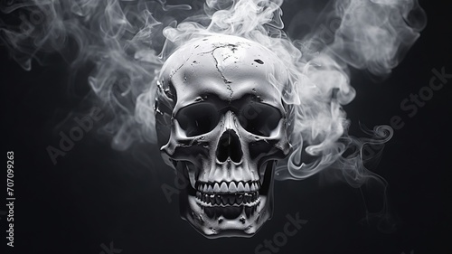 Monochromatyczne black skull hipster czaszki chmury image Ai generated art photo
