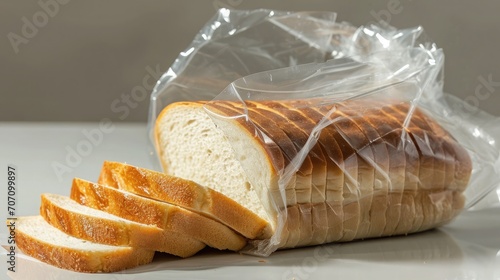 Sliced bread in plastic bag photo