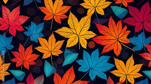 Maple leaves pattern style paste wallpaper image Ai generated art