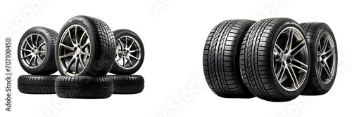 set of car tires, on a transparent background © Wajed