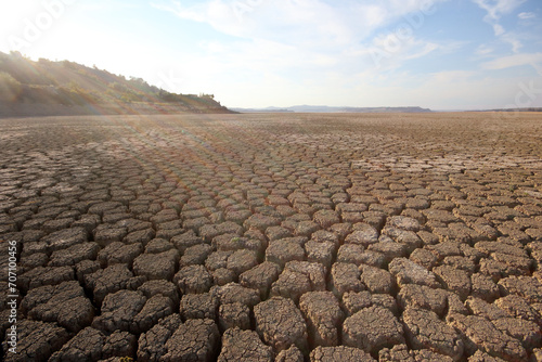 dry lake bed due to severe drought in Turkey