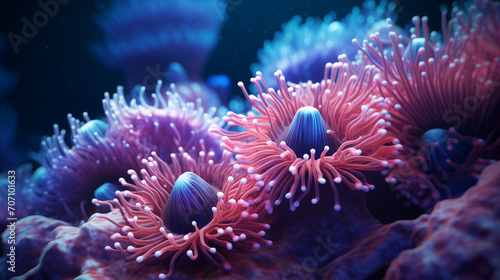 fish in the coral  Anemone actinia texture underwater reef sea coral  texture underwater reef sea coral  Ai generated image