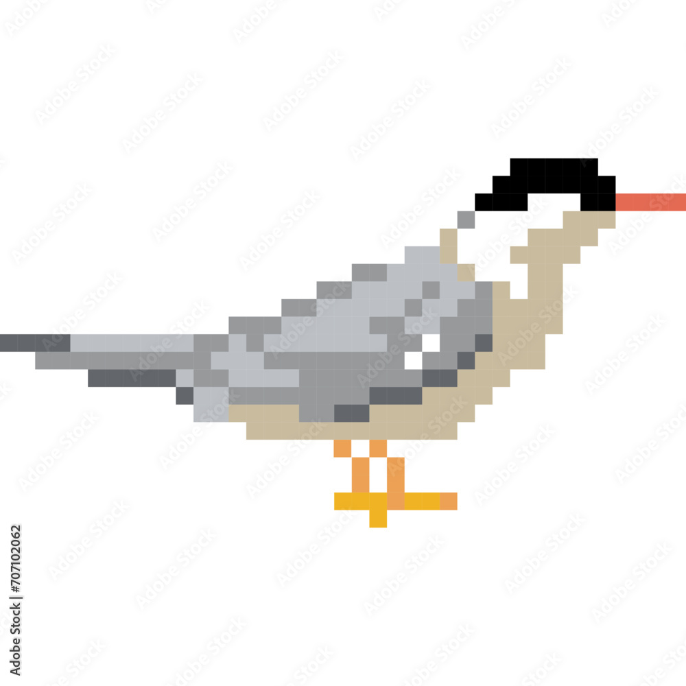 Fototapeta premium Bird cartoon icon in pixel style