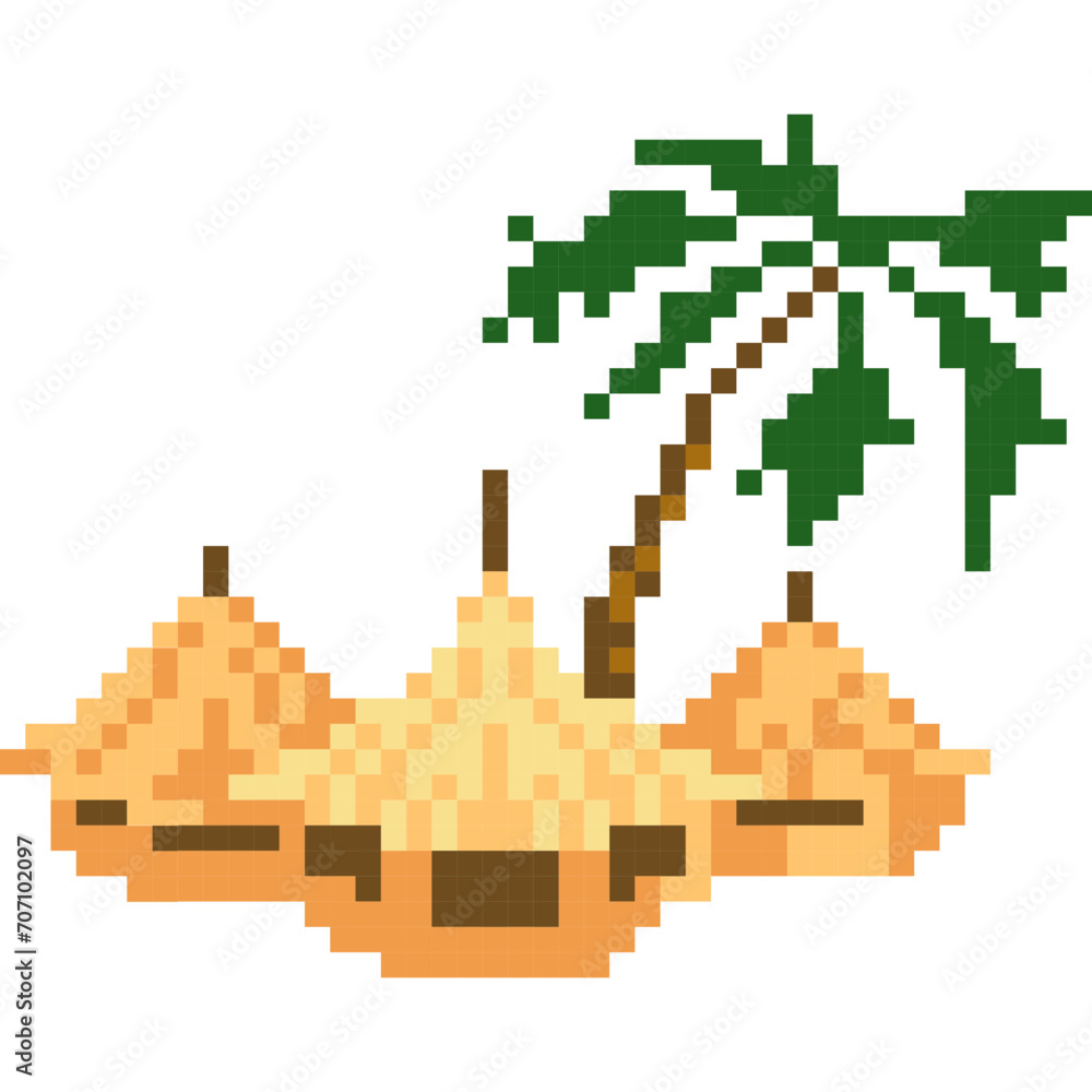 Bungalow cartoon icon in pixel style