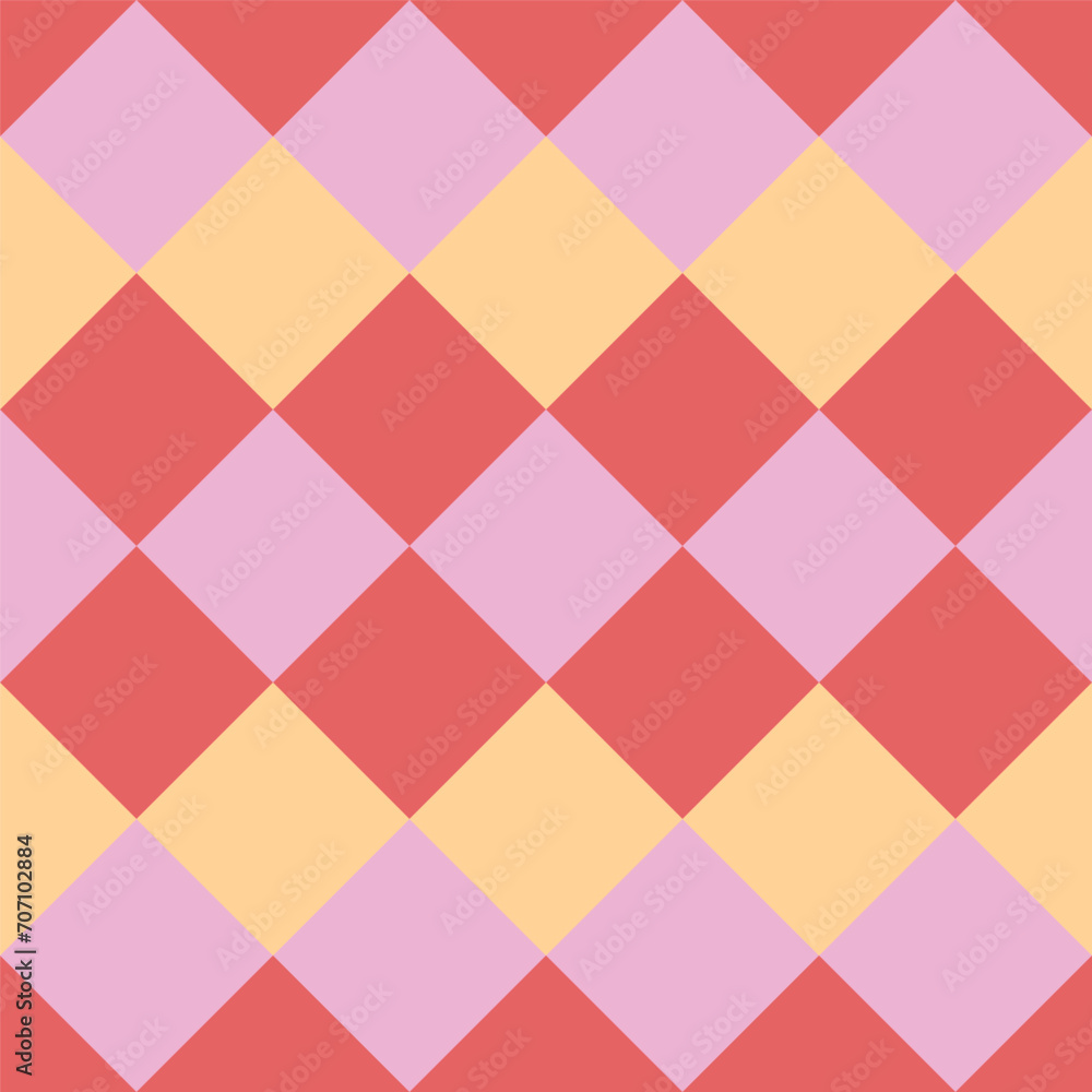 Seamless diamond pattern in pink, red and yellow colors. Vector graphics. Seamless diamond pattern in pink, red and yellow colors. Vector graphics.