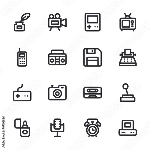Retro device icons set