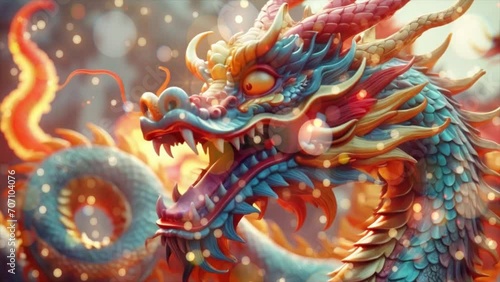 Beautiful fantasy dragon. Year of the Dragon according to the eastern horoscope photo