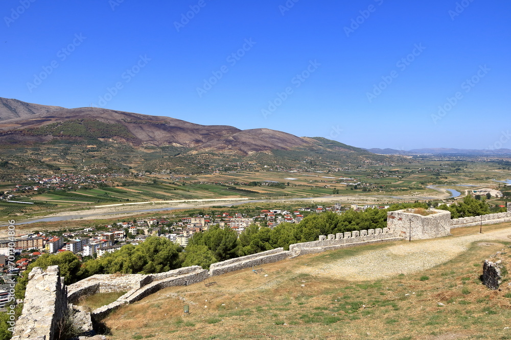 View from above to the town Berat Berati in Albania