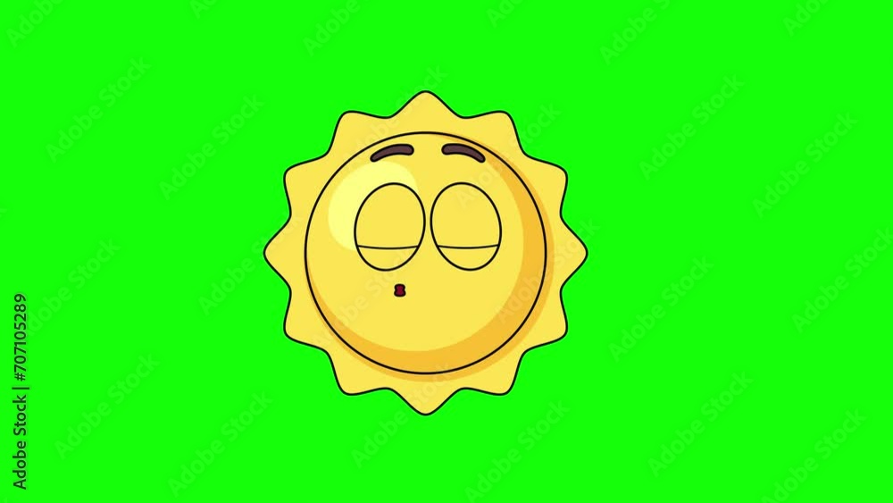 sun cartoon emoji with a kiss expression, loop animation sun cartoon emoji with a kiss expression, loop animation