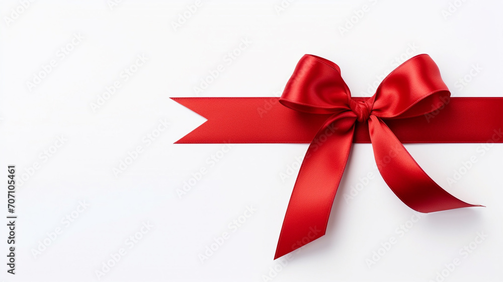 bright red ribbons tied in a bow on white background bright red ribbons tied in a bow on white background