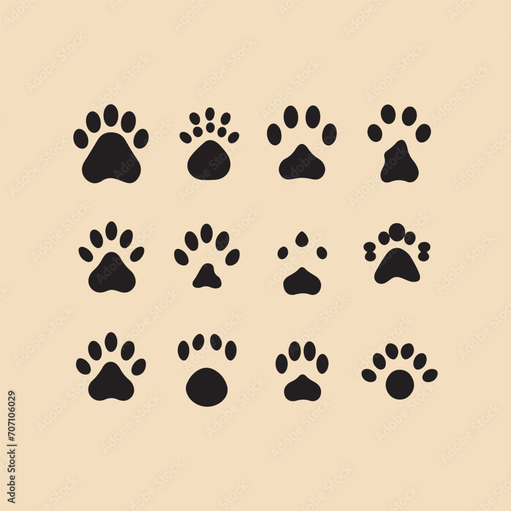 animal foots set Clipart on a whit silhouette animal foots set Clipart on a whit silhouette
