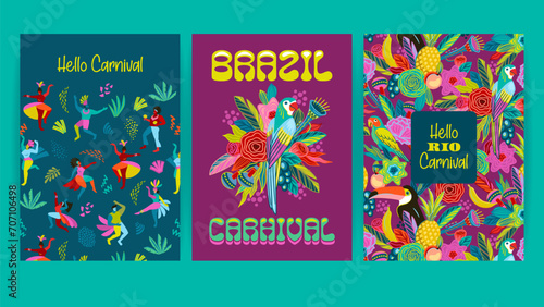 Set of bright abstract templates. Brazil carnival. Vector design for carnival concept and other