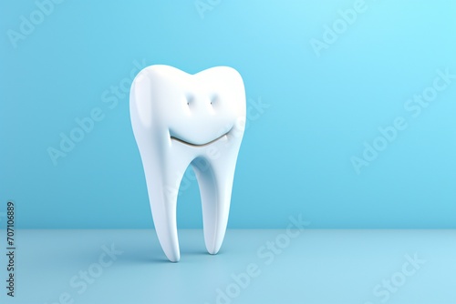 Cute tooth 3d. Illustration for pediatric dentistry  horizontal banner