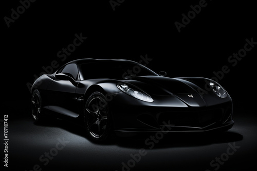 Black modern car on black background, luxury car © Salawati