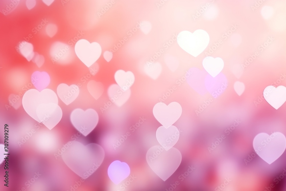 Valentine day background wallpaper. valentines day hearts decoration bokeh light blurry background. Generative AI