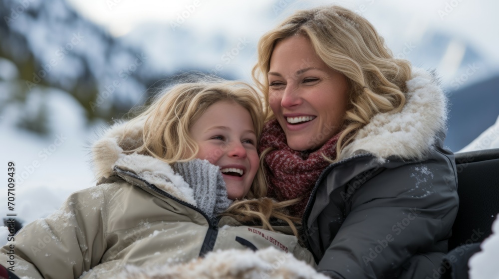 Snowy Delight: Mother-Daughter Snowman Fun Snowy Delight: Mother-Daughter Snowman Fun