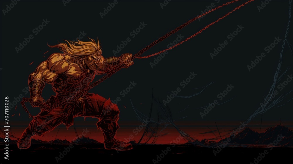 Simon belmont using his whip swing draw picture Ai generated art