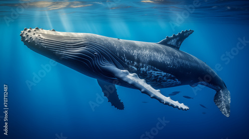 Dolphin swimming in the water   Humpback whale underwater  Ai generated image
