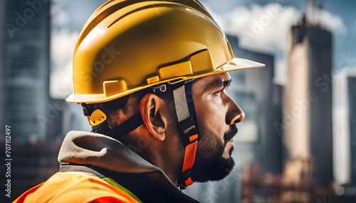 banner vector illustration, Construction worker in seat belts and safety cable working on a high-rise building, compliance with industrial safety regulations,