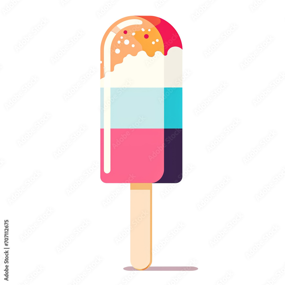 2D flat design illustration of a popsicle ice creams in flat pastel colors. Isolated on a white background. 2D flat design illustration of a popsicle ice creams in flat pastel colors. Isolated on a white background.
