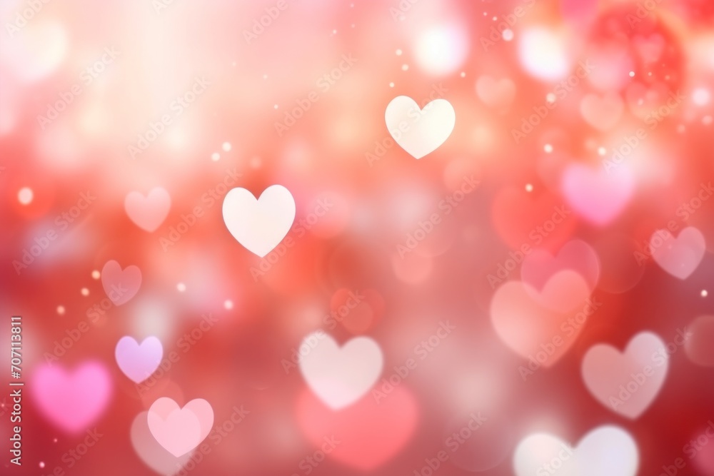 Valentine day background wallpaper. valentines day hearts decoration bokeh light blurry background. Generative AI Valentine day background wallpaper. valentines day hearts decoration bokeh light blurry background. Generative AI