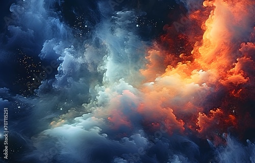Radiant nebula, star clusters and gas clouds shining brightly, celestial, otherworldly, abstract, space art