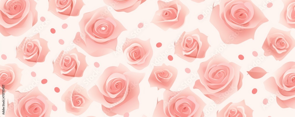 Rose repeated soft pastel color vector art circle pattern 