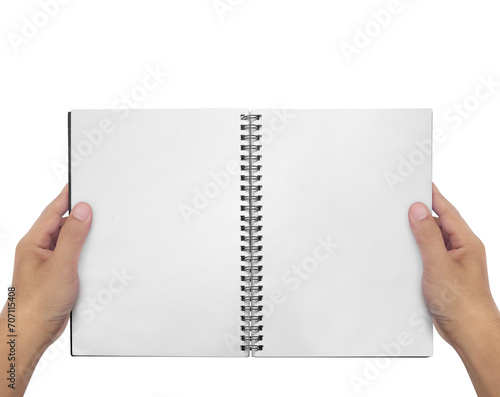 hands with old note or empty book, transparent background