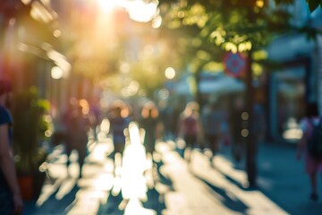 Blurred summer city background. AI generative