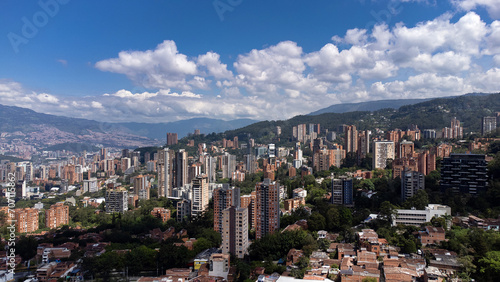 Medellin  Antioquia - Colombia. November 13  2023. Aerial view of the El Poblado neighborhood of the city