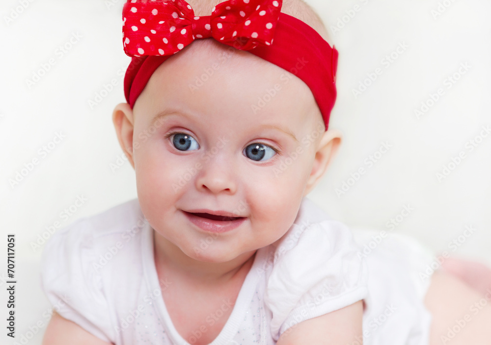 Portrait of the six month old baby indoor