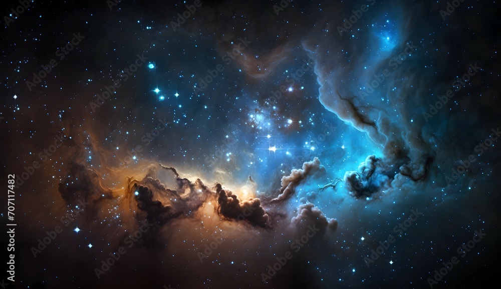 This mysterious space is like a vast night sky, with stars and galaxies shining in the dark colours. However, these stars and the Milky Way are not real, but a kind of unreal light, constantly flasin