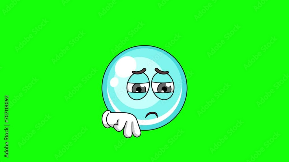 Sad bubble cartoon, mascot animation with green screen Sad bubble cartoon, mascot animation with green screen